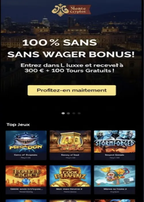 Sélection jeux machines crypto MonteCryptos Casino